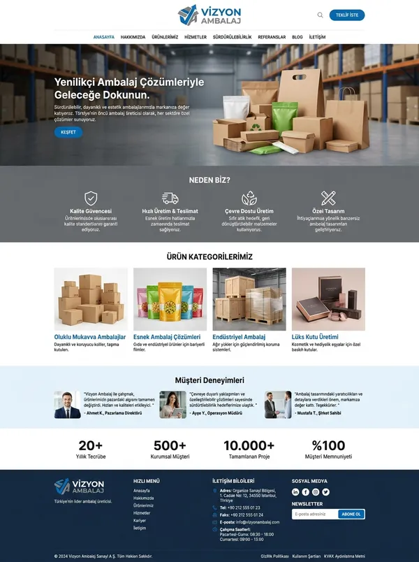 Ambalaj ve Kutu Sanayi Web Tasarımı ambalaj ve kutu sanayi web tasarım referansı - Modern, mobil uyumlu ve SEO dostu web sitesi arayüzü