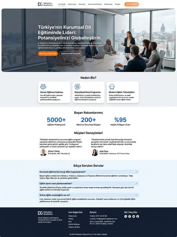 Dil Okulu ve Yabancı Dil Web Tasarımı dil okulu ve yabancı dil web tasarım referansı - Modern, mobil uyumlu ve SEO dostu web sitesi arayüzü