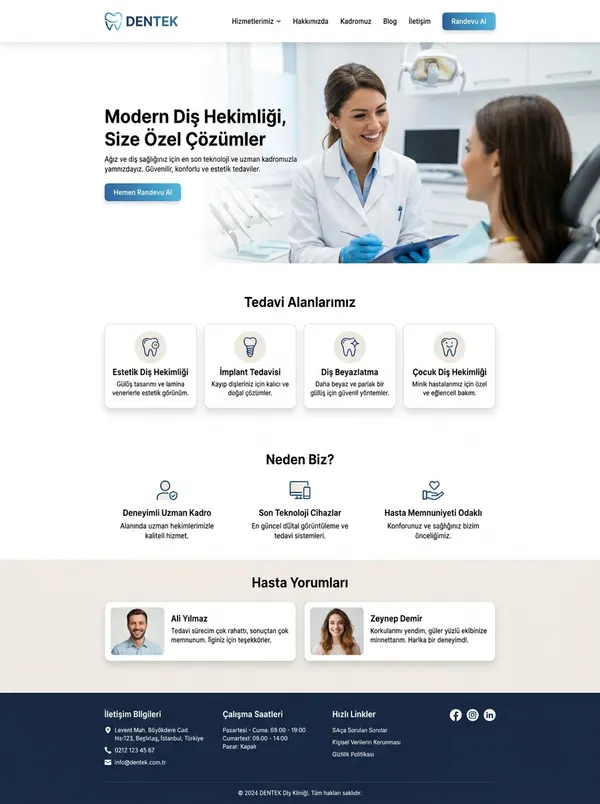 Diş Hekimliği Kliniği Web Tasarımı diş hekimliği kliniği web tasarım referansı - Modern, mobil uyumlu ve SEO dostu web sitesi arayüzü