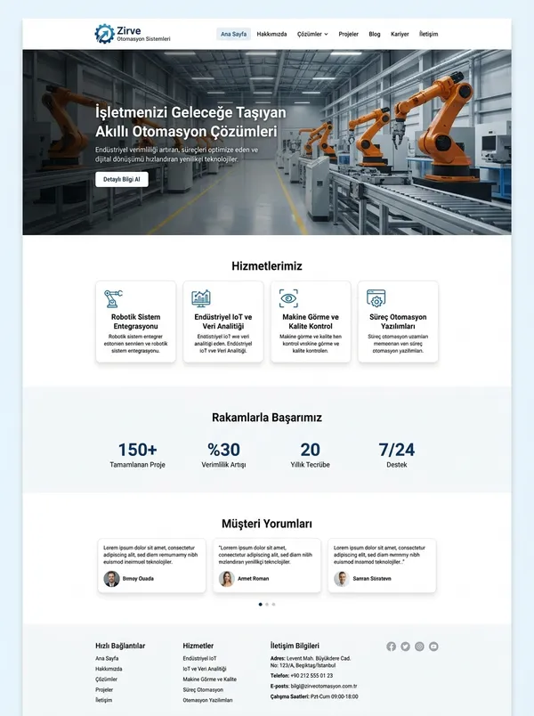 Endüstriyel Otomasyon Web Tasarımı endüstriyel otomasyon web tasarım referansı - Modern, mobil uyumlu ve SEO dostu web sitesi arayüzü