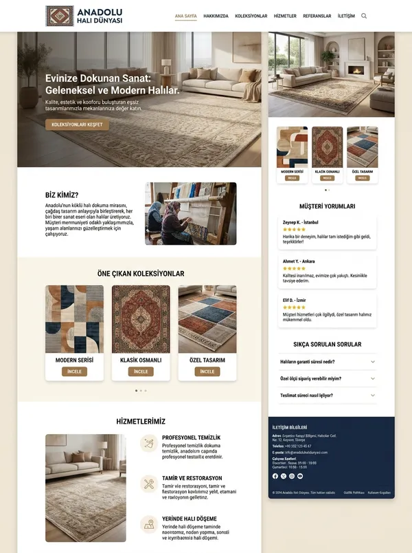 Halı Yıkama ve Halı Satış Web Tasarımı halı yıkama ve halı satış web tasarım referansı - Modern, mobil uyumlu ve SEO dostu web sitesi arayüzü