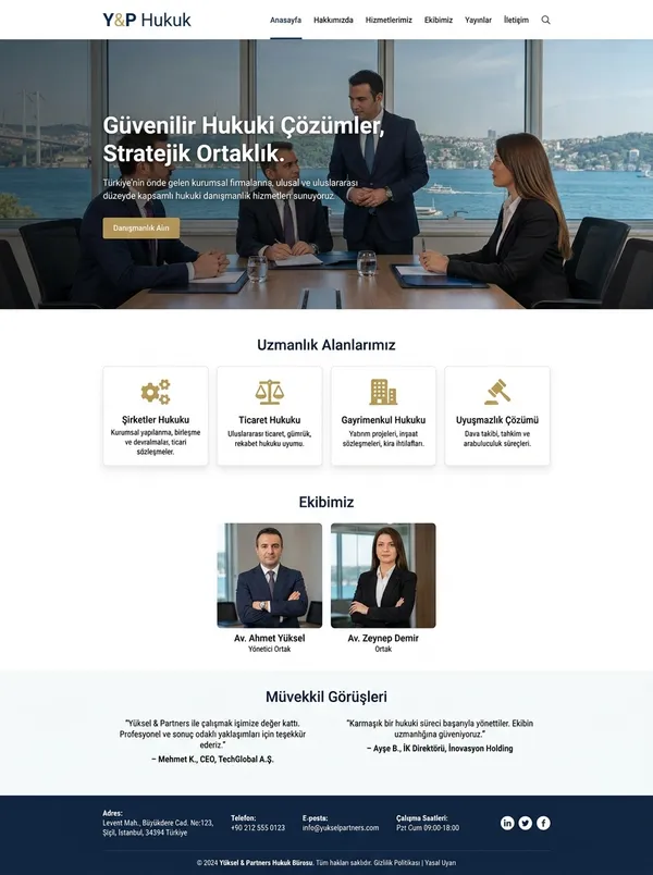 Hukuk Bürosu & Avukat Web Tasarımı hukuk bürosu & avukat web tasarım referansı - Modern, mobil uyumlu ve SEO dostu web sitesi arayüzü
