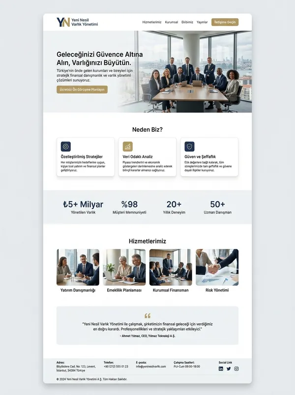 Mali Müşavirlik & Danışmanlık Web Tasarımı mali müşavirlik & danışmanlık web tasarım referansı - Modern, mobil uyumlu ve SEO dostu web sitesi arayüzü