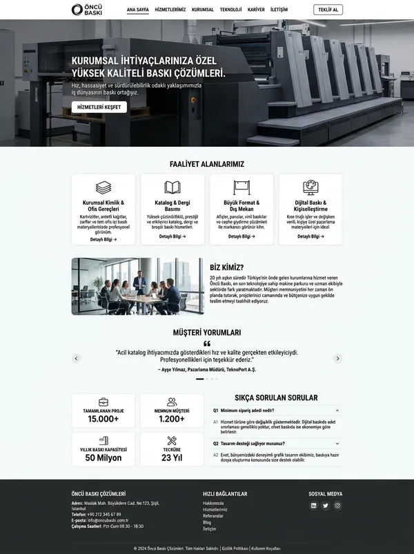 Matbaa ve Dijital Baskı Web Tasarımı matbaa ve dijital baskı web tasarım referansı - Modern, mobil uyumlu ve SEO dostu web sitesi arayüzü