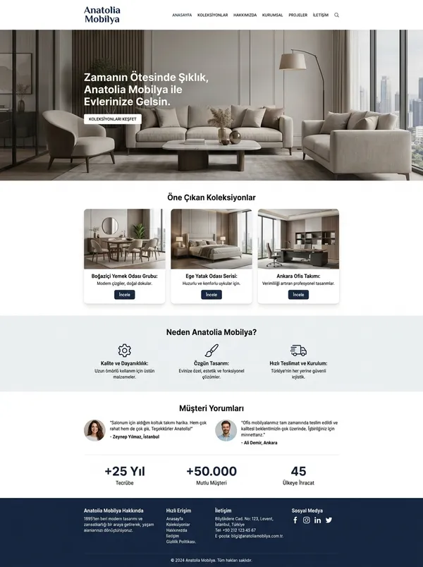 Mobilya ve Dekorasyon Web Tasarımı mobilya ve dekorasyon web tasarım referansı - Modern, mobil uyumlu ve SEO dostu web sitesi arayüzü
