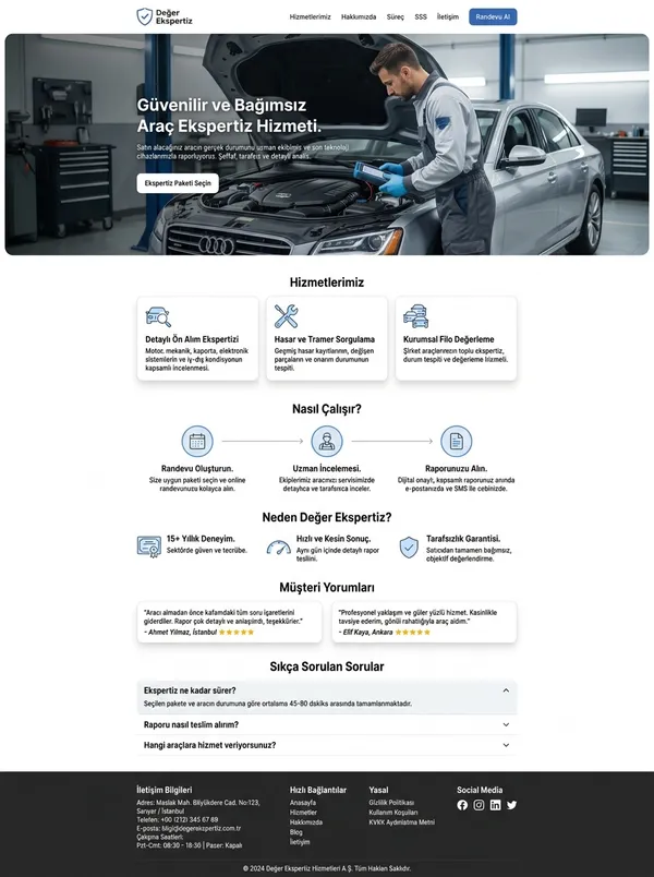 Oto Ekspertiz Hizmetleri Web Tasarımı oto ekspertiz hizmetleri web tasarım referansı - Modern, mobil uyumlu ve SEO dostu web sitesi arayüzü