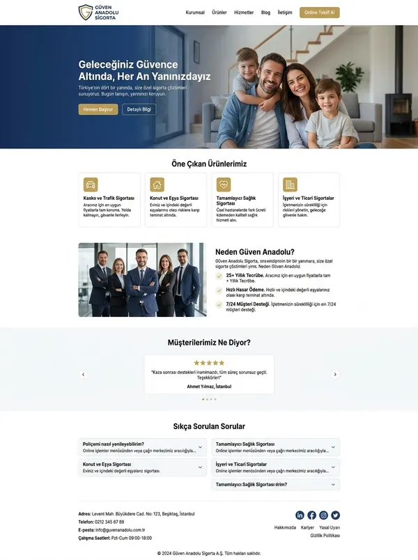 Sigorta Acenteliği Web Tasarımı sigorta acenteliği web tasarım referansı - Modern, mobil uyumlu ve SEO dostu web sitesi arayüzü