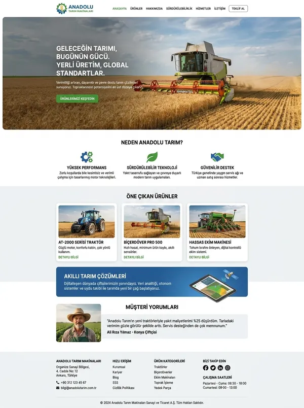 Tarım ve Hayvancılık Web Tasarımı tarım ve hayvancılık web tasarım referansı - Modern, mobil uyumlu ve SEO dostu web sitesi arayüzü